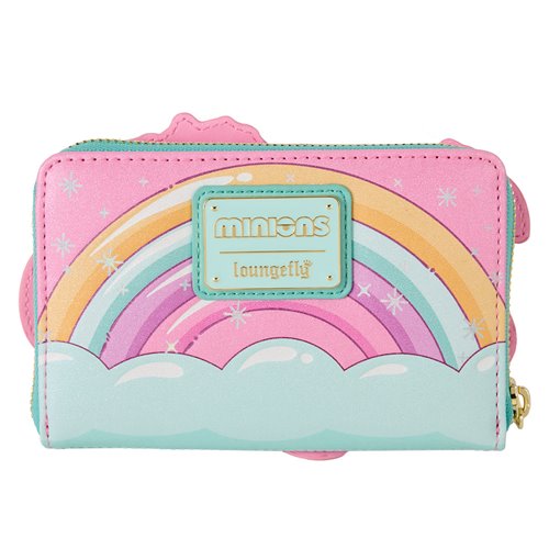 Loungefly Minions Fluffy Unicorn Zip-Around Wallet Faux Leather Lucky Rainbow